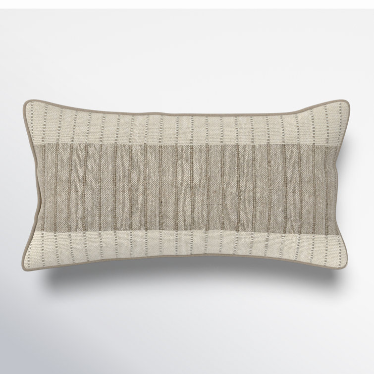 Kamia Beige Linen Lumbar Throw Pillow