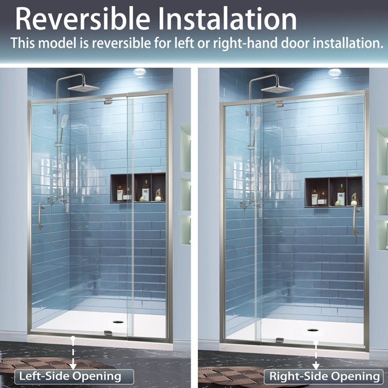 42 in. Brushed Nickel Semi-Frameless Pivot Shower Door
