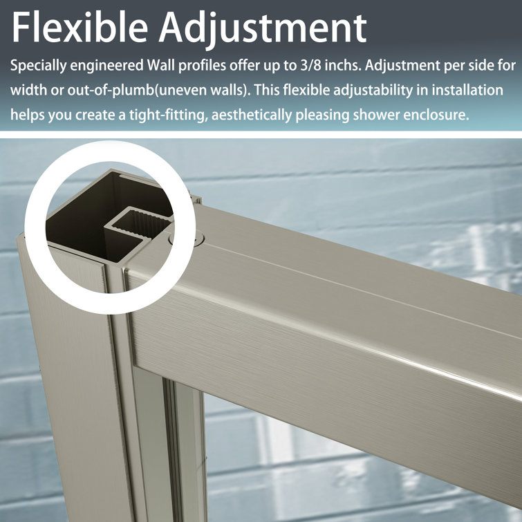 42 in. Brushed Nickel Semi-Frameless Pivot Shower Door