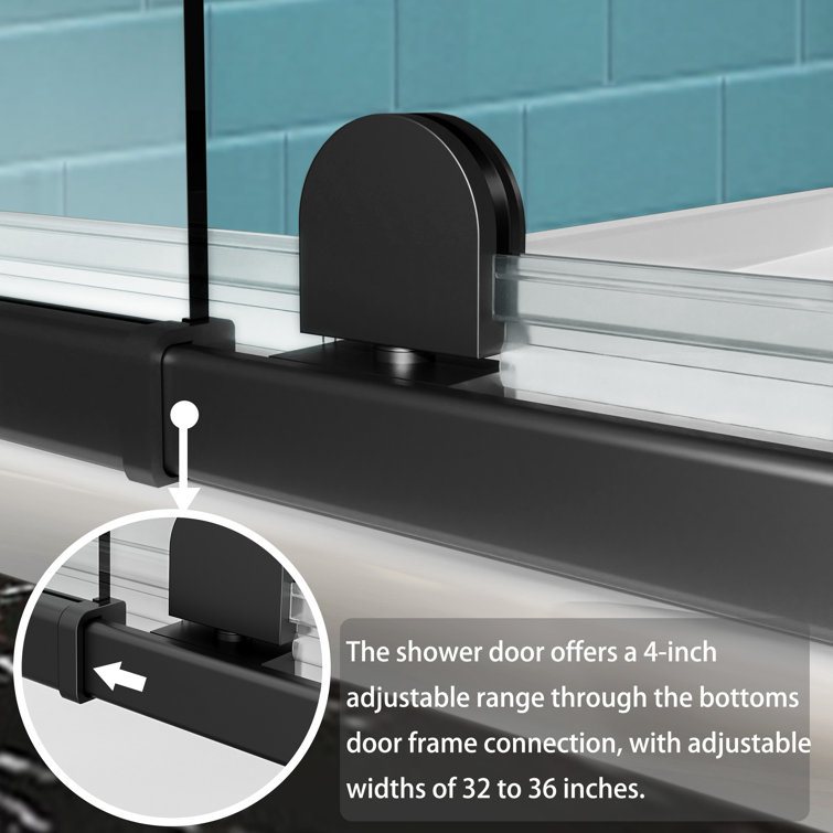 Matte Black Semi-Frameless Pivot Shower Door with Clear Glass