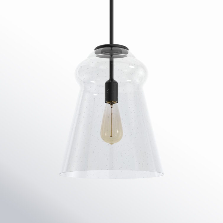 Midnight Black Seeded Glass Bell Pendant Light
