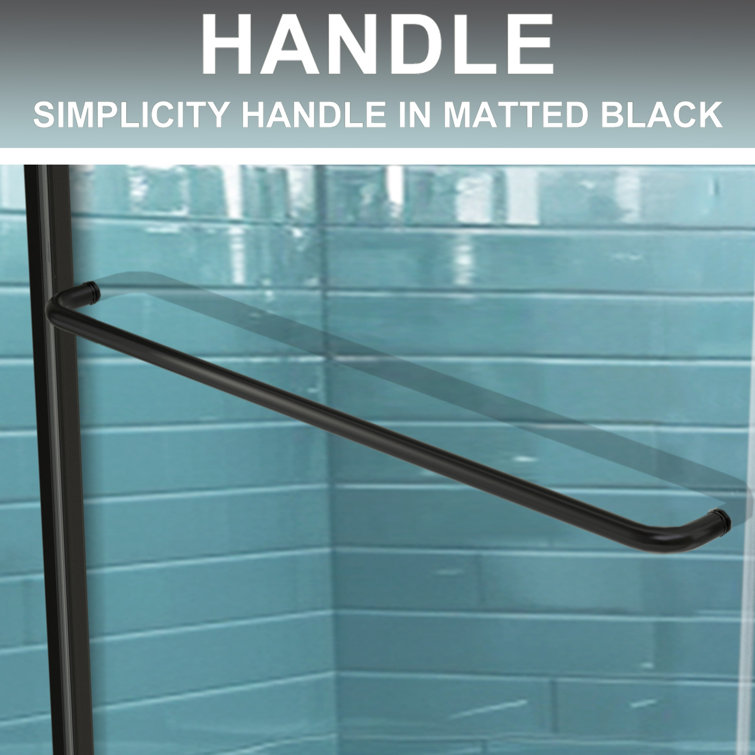 Matte Black Semi-Frameless Sliding Shower Door with Clear Glass