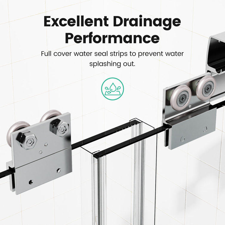 60" Chrome Semi-Frameless Sliding Shower Door with Clear Glass