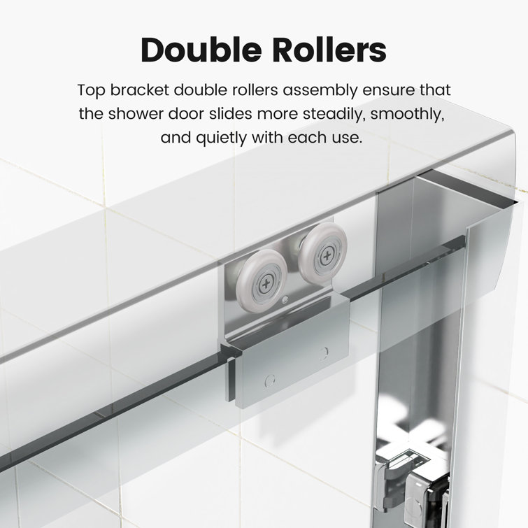 60" Chrome Semi-Frameless Sliding Shower Door with Clear Glass