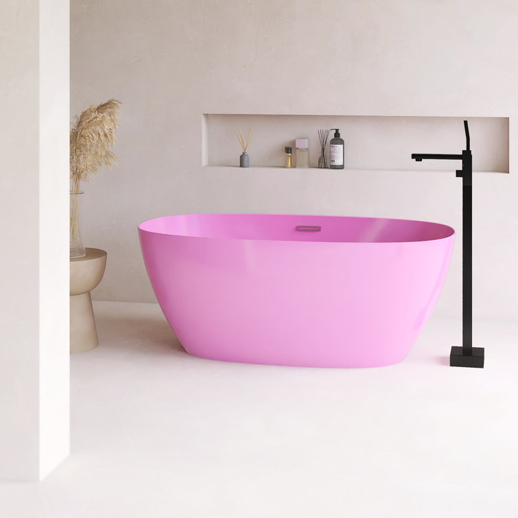 60'' Pink Acrylic Freestanding Double Slipper Bathtub