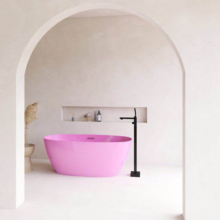 60'' Pink Acrylic Freestanding Double Slipper Bathtub