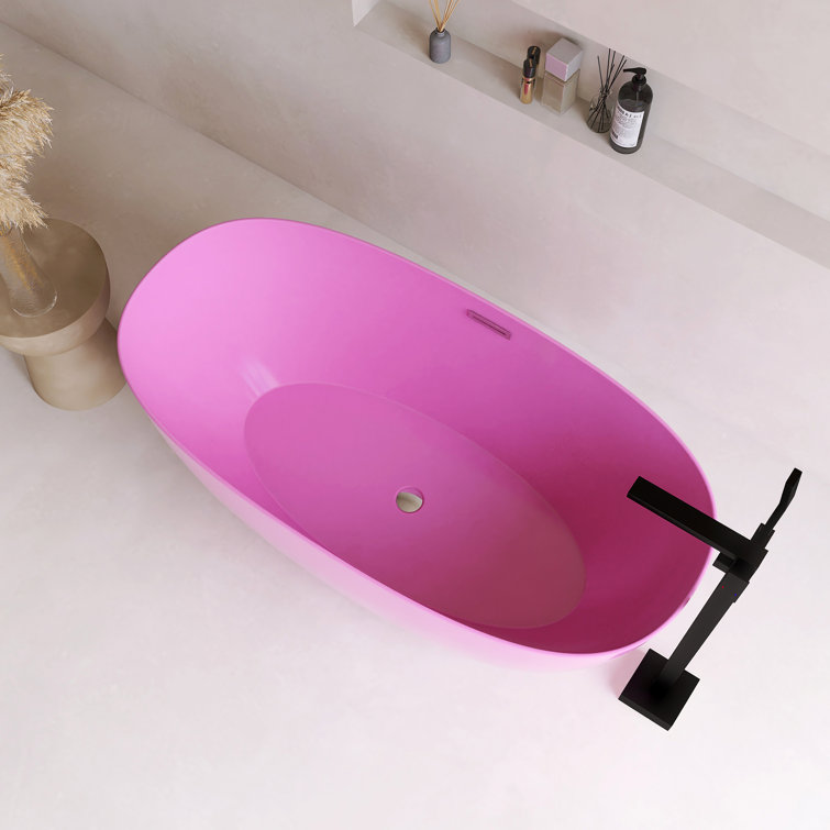 60'' Pink Acrylic Freestanding Double Slipper Bathtub