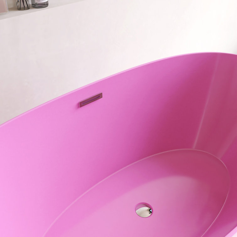 60'' Pink Acrylic Freestanding Double Slipper Bathtub