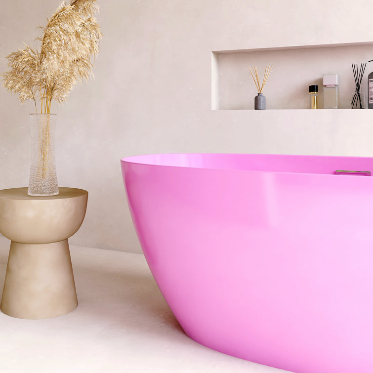 60'' Pink Acrylic Freestanding Double Slipper Bathtub