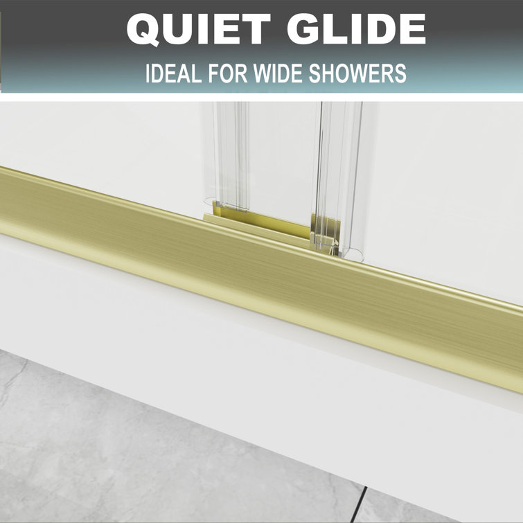 60 in. Brushed Gold Semi-Frameless Sliding Shower Door with Clear Glass