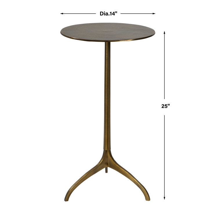 Antique Gold Round Aluminum Pedestal End Table