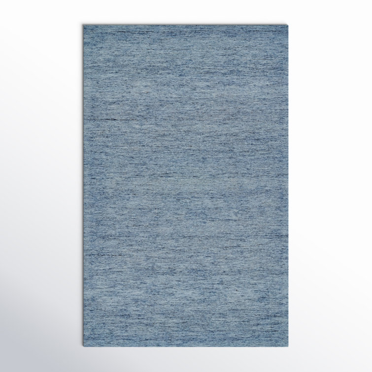 Hand-Tufted Denim Blue Rectangular Wool Area Rug 3'6" X 5'6"