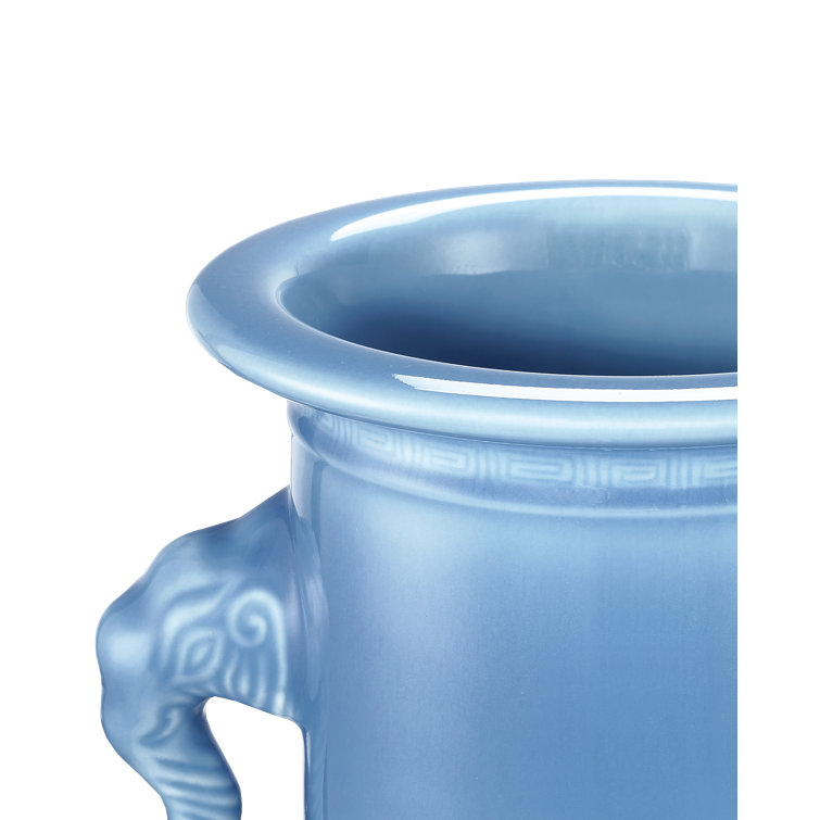 Sky Blue Porcelain Elephant Handle Decorative Vase