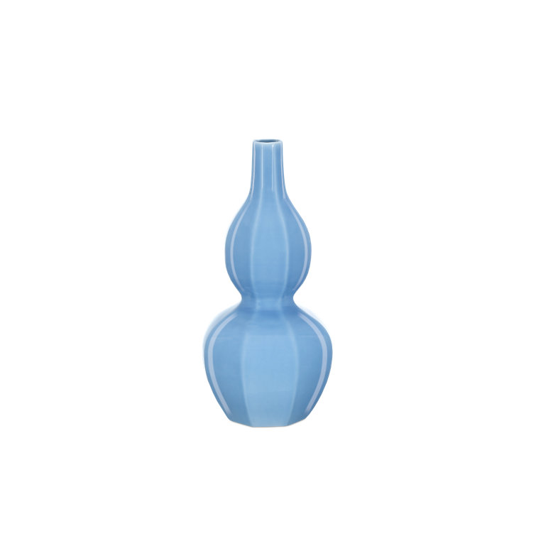 Sky Blue Porcelain Octagonal Decorative Table Vase