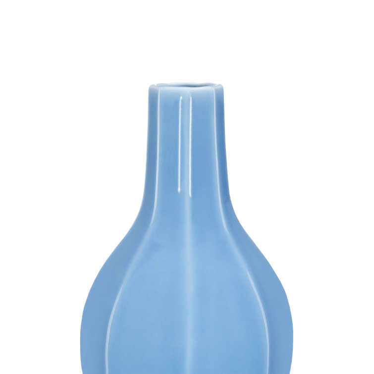 Sky Blue Porcelain Octagonal Decorative Table Vase