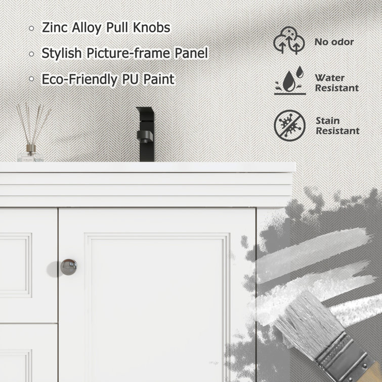 White Freestanding Double Sink Bathroom Vanity Base with Shelves and Drawers