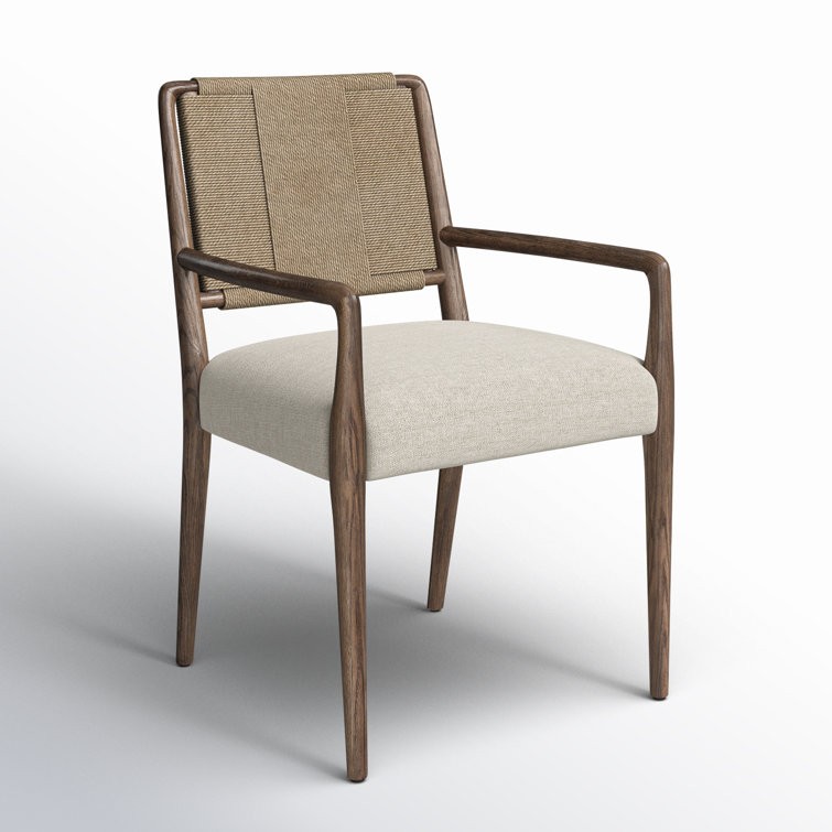 Betha Brown Wood and Polyester Blend Upholstered Arm Chair