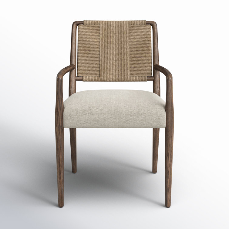 Betha Brown Wood and Polyester Blend Upholstered Arm Chair
