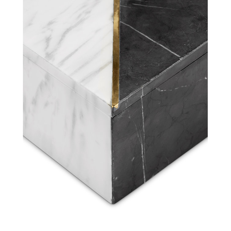 Deena Black and White Marble Metal Lidded Box