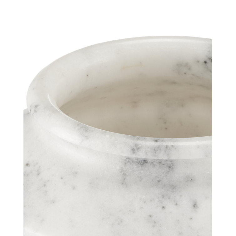 Luminous White Marble Decorative Bowl with Gray Veining, 10"