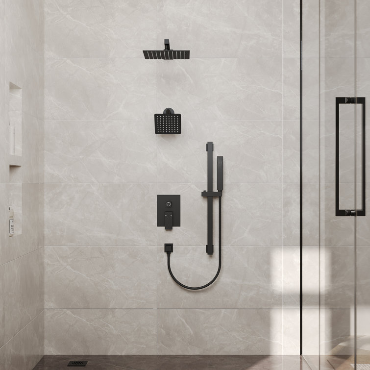 Matte Black Dual Shower Head System with Adjustable Handheld