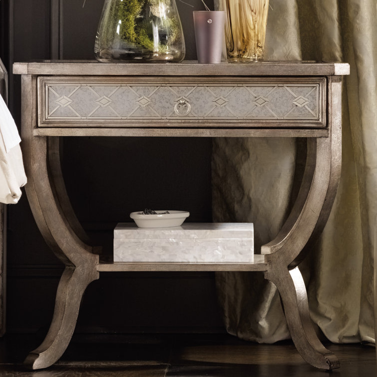 Silver Leaf Traditional 1-Drawer Nightstand with Mirror Top