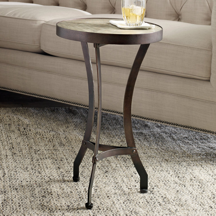 Round Reclaimed Wood Transitional End Table