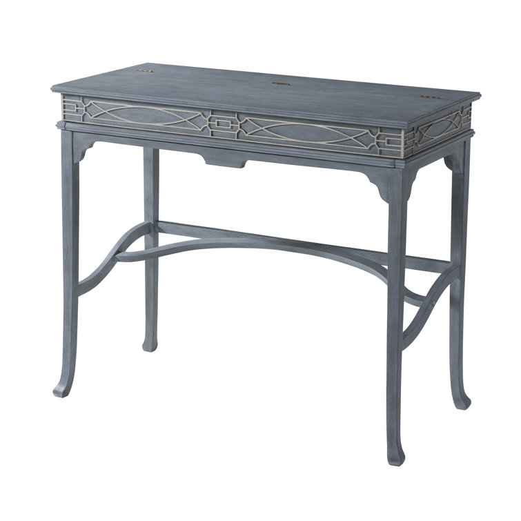 Vintage Blue and White Mahogany Campaign Secretary Desk