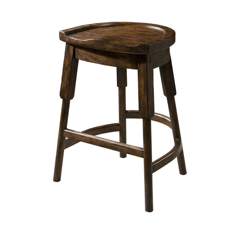 Byron Brown Solid Wood Saddle Counter Stool