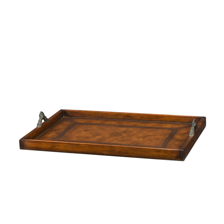 Victorian Brown Leather Tray with Brass Handles