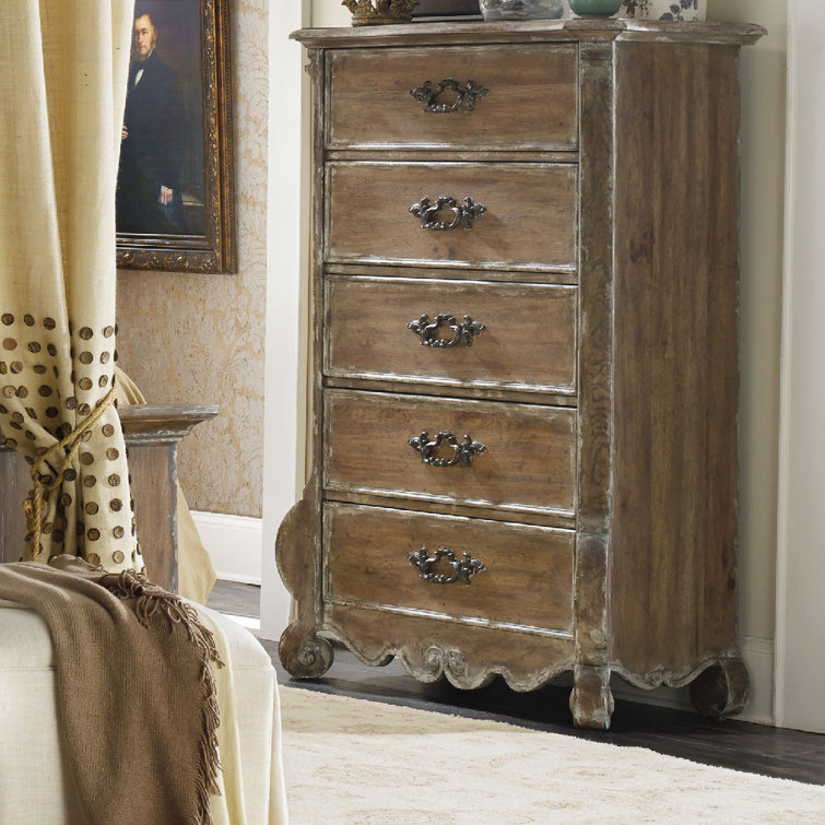 Caramel Froth Traditional 5-Drawer Chest with Dovetail Drawer