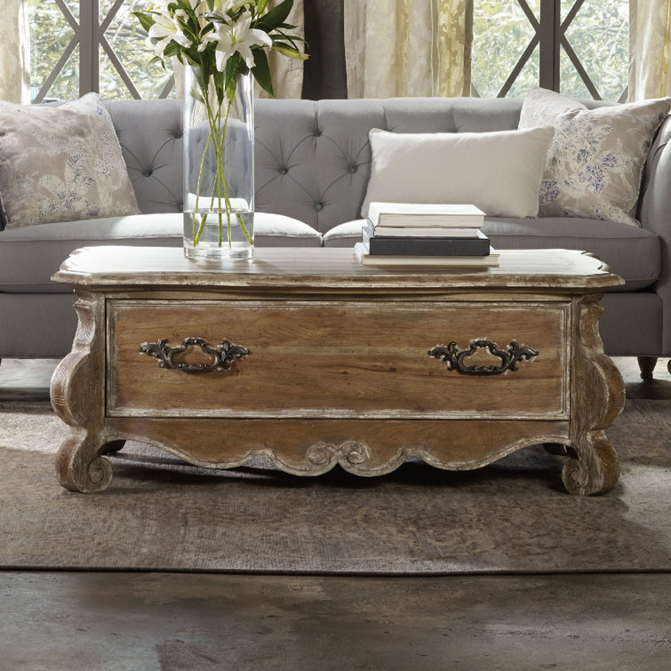 Traditional Brown Rectangular Wood Coffee Table with Storage