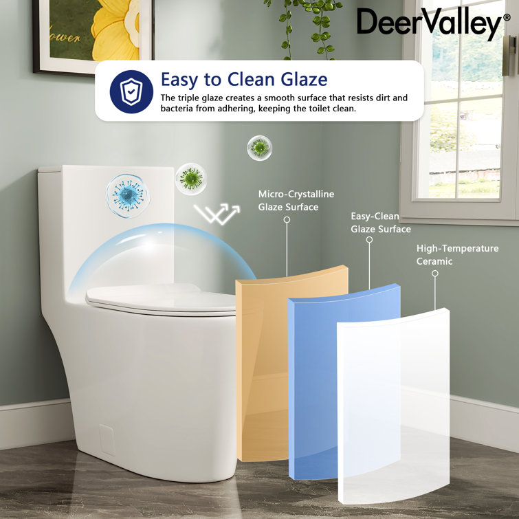 White Ceramic Elongated Dual Flush Toilet with ADA Seat Height