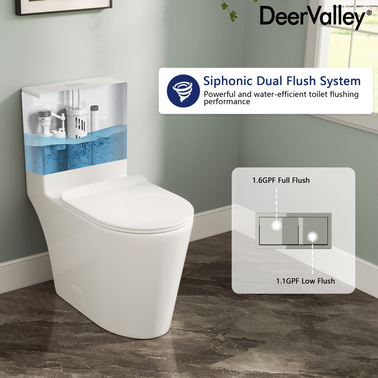 White Ceramic Elongated Dual Flush Toilet with ADA Seat Height