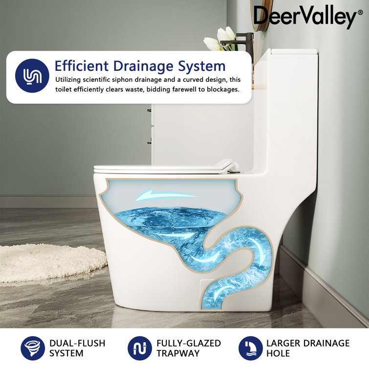 White Ceramic Elongated Dual Flush Toilet with ADA Seat Height