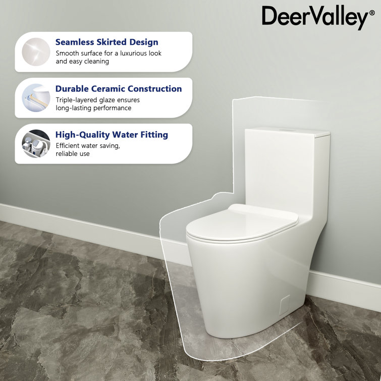 White Ceramic Elongated Dual Flush Toilet with ADA Seat Height