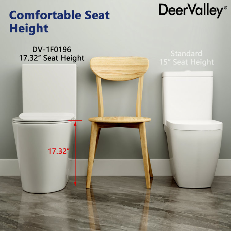 White Ceramic Elongated Dual Flush Toilet with ADA Seat Height