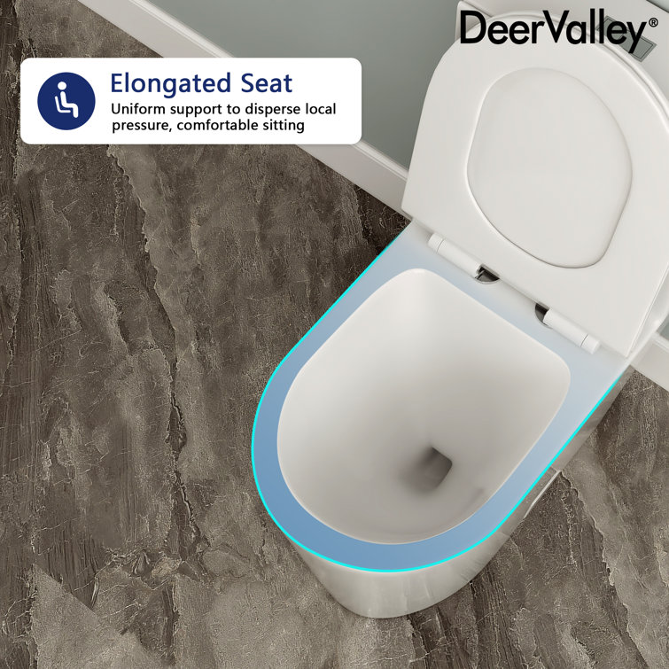 White Ceramic Elongated Dual Flush Toilet with ADA Seat Height