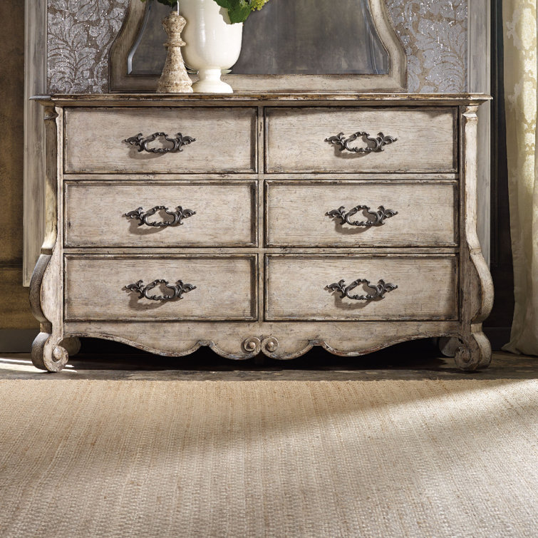 Paris Vintage Beige 6-Drawer Farmhouse Dresser