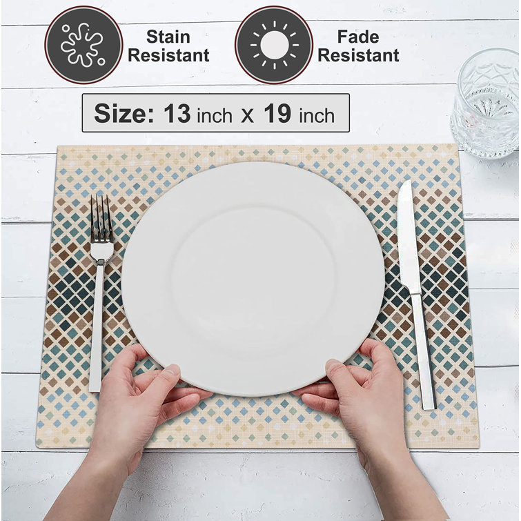 Faded Multicolor Cotton Rectangular Placemats Set of 6