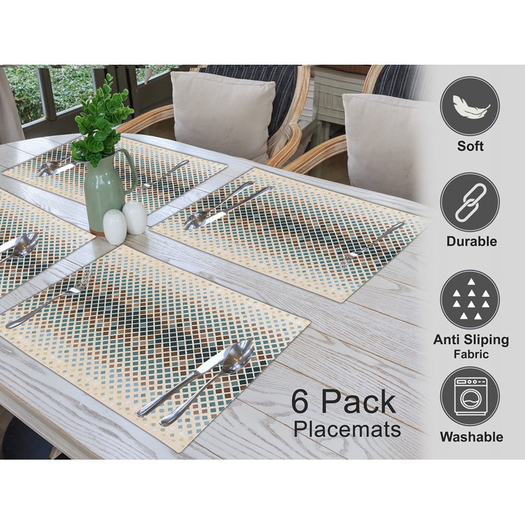Faded Multicolor Cotton Rectangular Placemats Set of 6