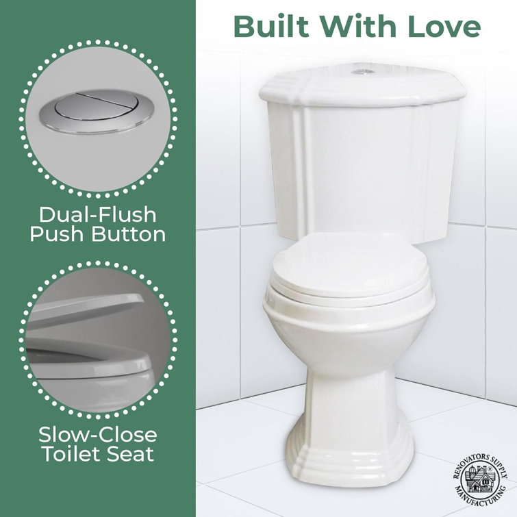 White Elongated Dual Flush Corner Toilet with Slow Close Seat