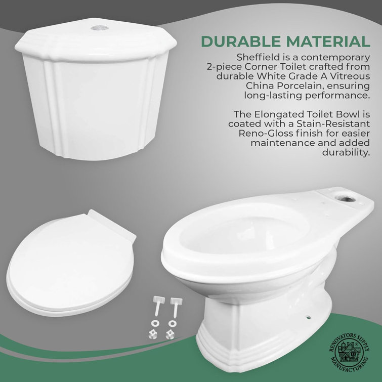 White Elongated Dual Flush Corner Toilet with Slow Close Seat