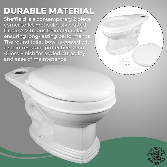 Sheffield White Round Corner Dual Flush Two-Piece Toilet