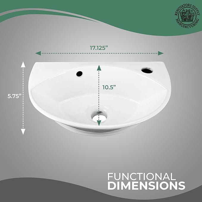 Juniper White Ceramic Wall-Mount Bathroom Sink with Reno-Gloss Finish