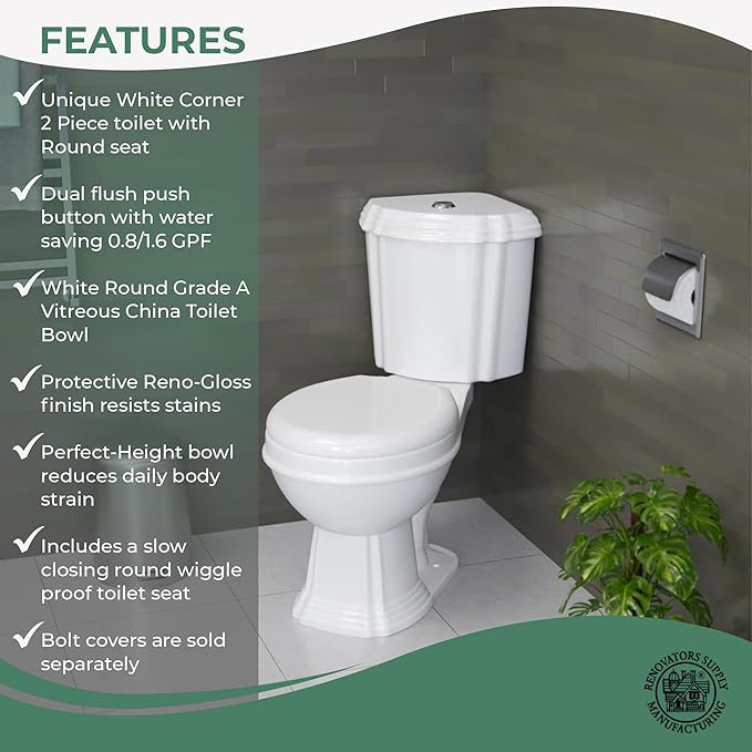 Sheffield White Round Corner Dual Flush Two-Piece Toilet