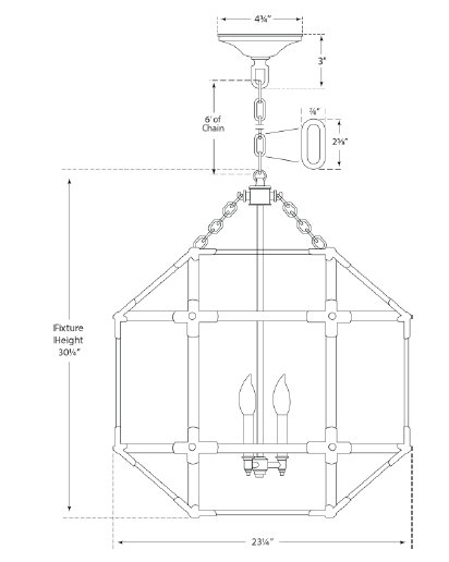 Elegant Morris 30'' Polished Nickel & Clear Glass Large Lantern