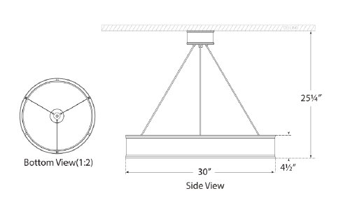 Connery Bronze 30" LED Ring Chandelier