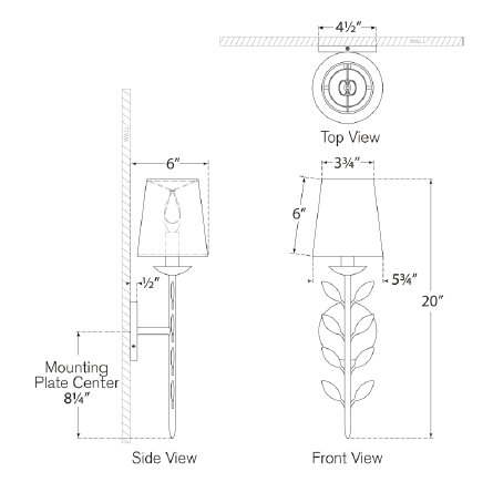 Avery Plaster White Botanical Metal Wall Sconce with Linen Shade