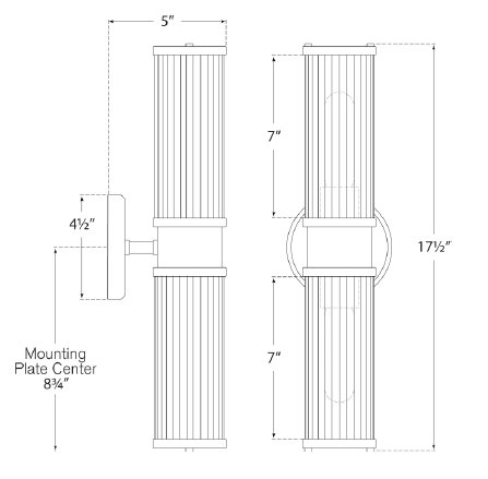Allen Natural Brass Dual Light Wall Sconce with Glass Rods